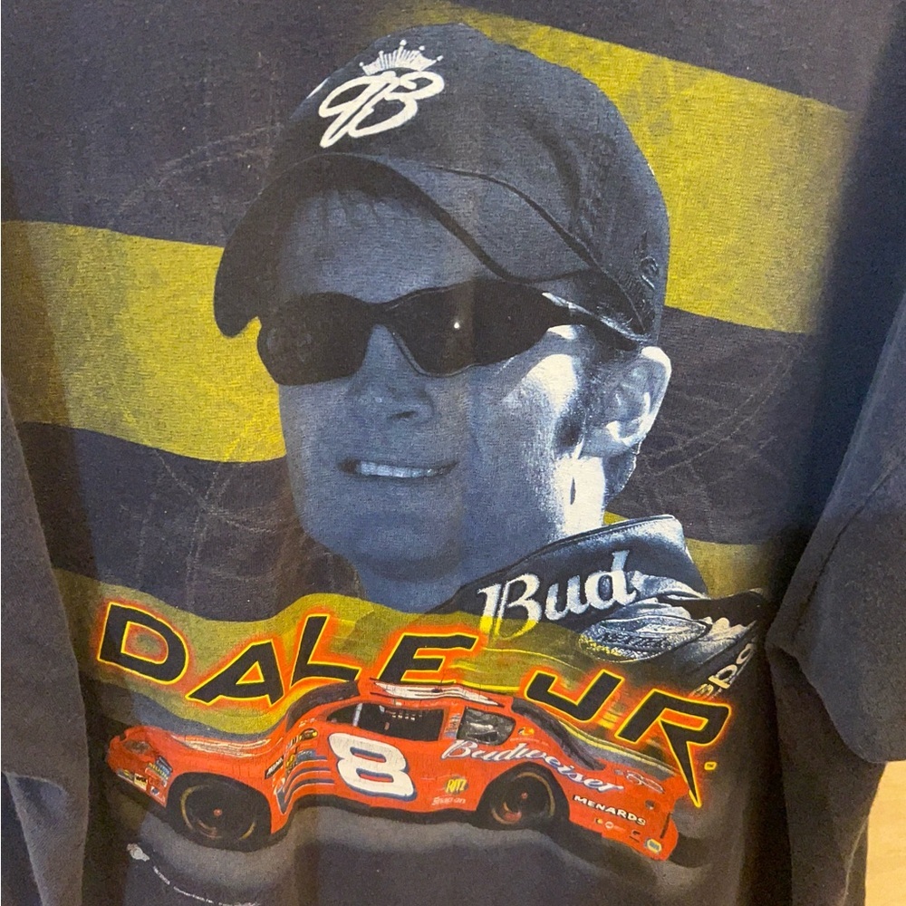 Vintage Dale Earnhardt Jr. #8 Budweiser NASCAR racing t-shirt in navy blue. - Picture 5 of 11